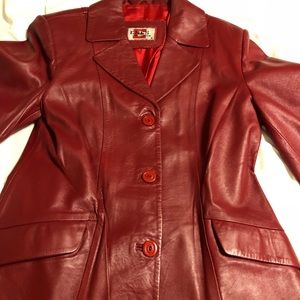 Women’s red leather jacket